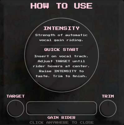 Gentle Rider help overlay